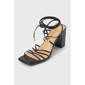 Lulus Reginaa Black Lace-up High Heel Sandals - Size 7